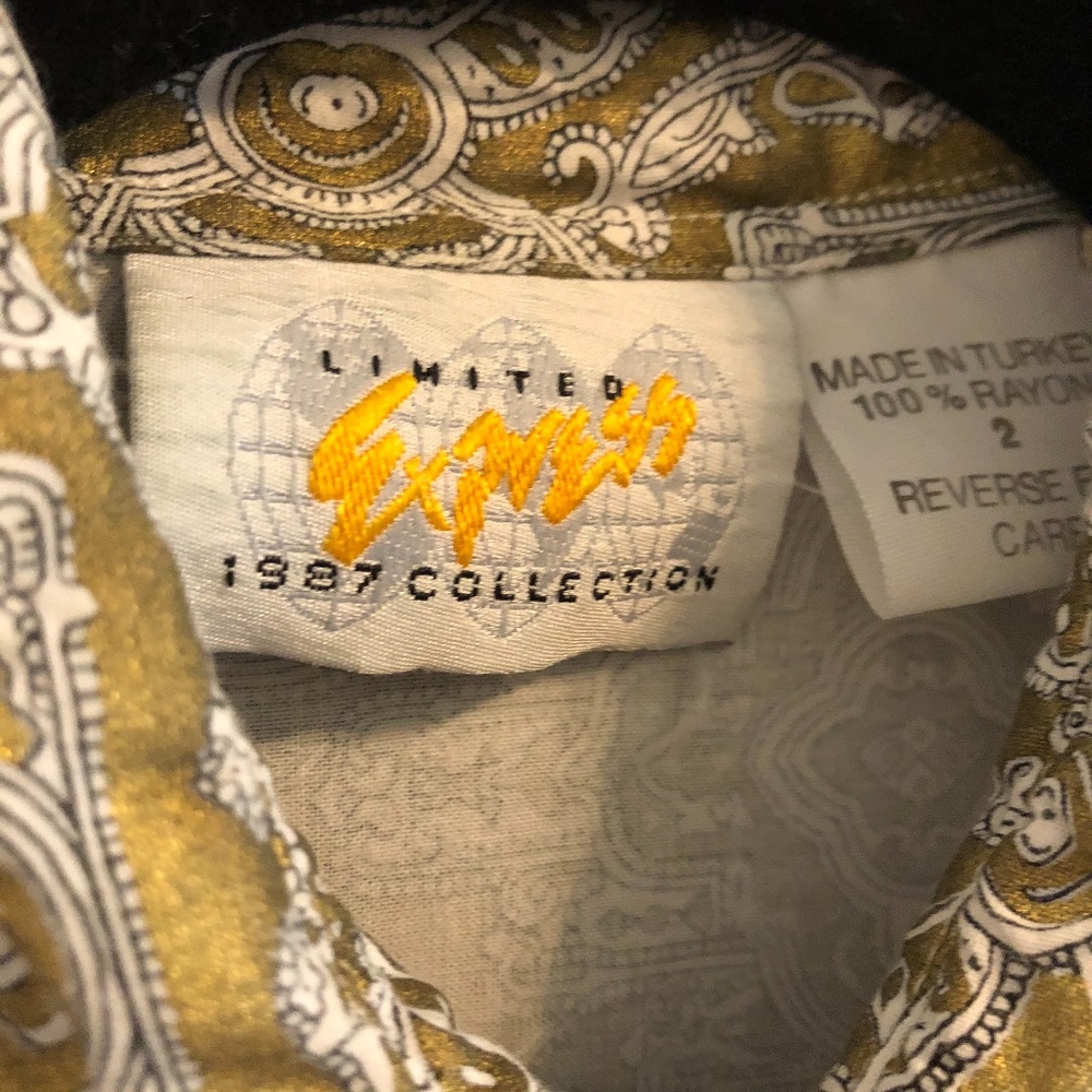 Vintage 80's Limited Express 1987 Collection White/Gold tunic shirt - Picture 2 of 5